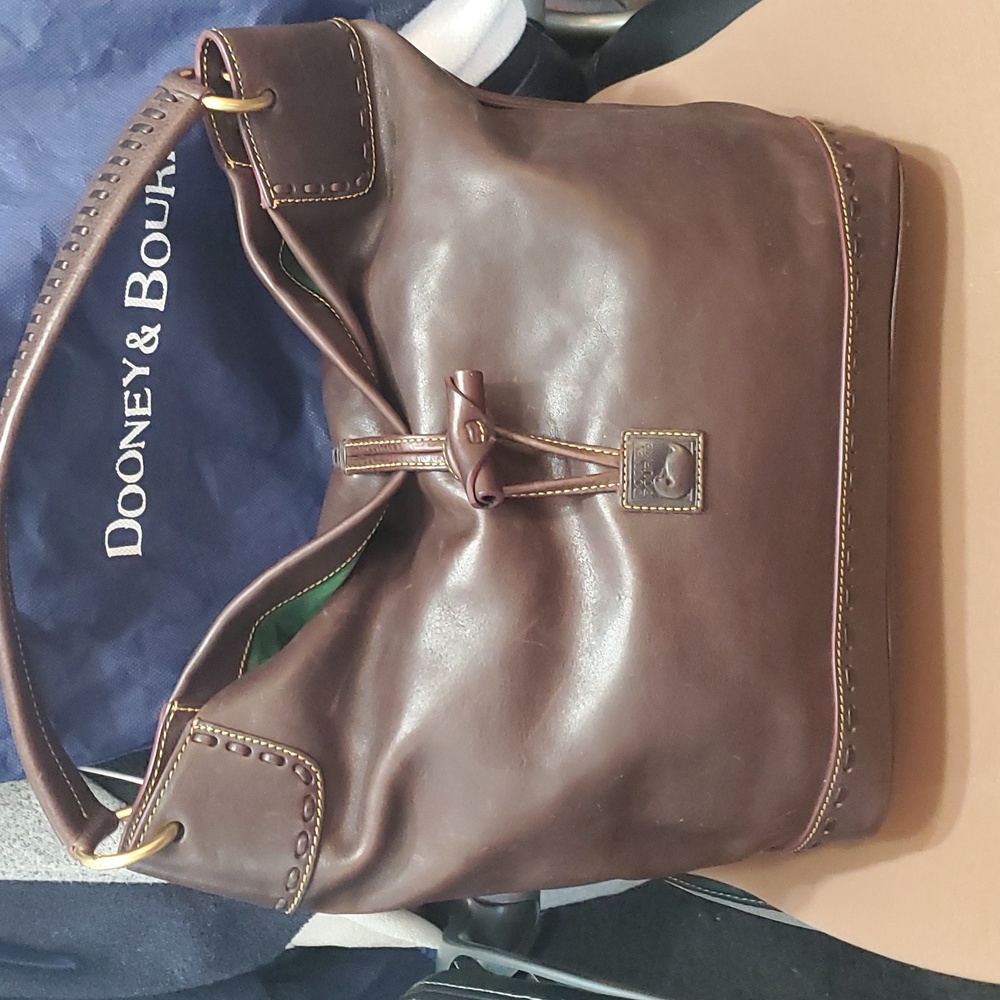 Dooney & Bourke Florentine Toggle Whipstitch Tomoro Brown Bucket Bag RARE